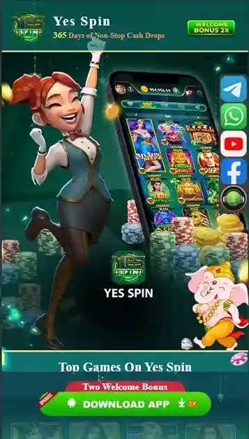 Screenshot showing Yes Spin APK download in progress on Android phone